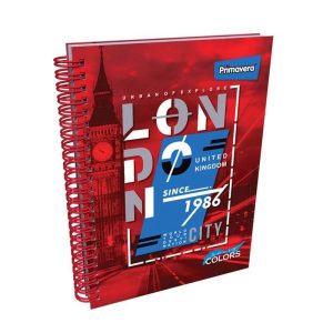 Agenda argollada pasta dura 5 MATERIAS MASCULINO pequeño SOLID COLOR LONDON CUADRICULADO