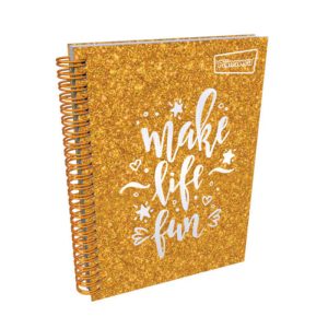 Agenda argollada pasta dura 7 MATERIAS FEMENINO pequeño TEXTURA ESCARCHADA DORADA CUADRICULADO