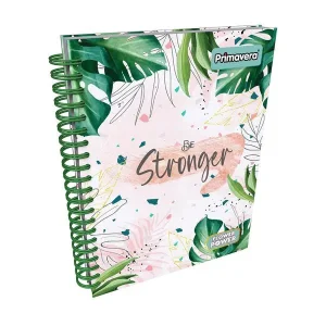 Agenda Argollada grande 5 MATERIAS FEMENINO pasta dura FLOWER POWER BE STRONGER CUADRICULADO