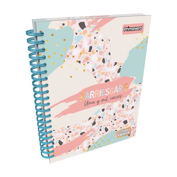 Agenda Argollada grande 7 MATERIAS FEMENINO pasta dura FLOWER POWER ARRIESGAR CUADRICULADO - Imagen 2