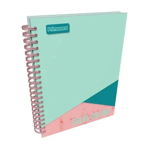 Agenda Argollada grande 5 MATERIAS FEMENINO pasta dura COLORS UNICOLOR VERDE CLARO ROSADO PASTEL CUADRICULADO